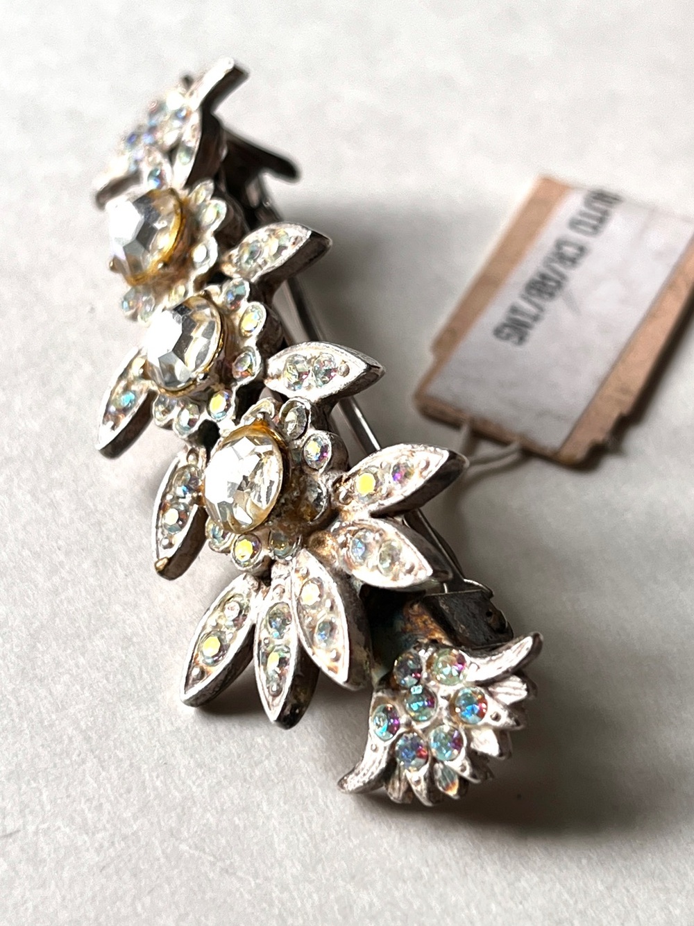 Vintage 80’s Kirks Folly Aurora Borealis Rhinestone Floral Hair Clip Barrette